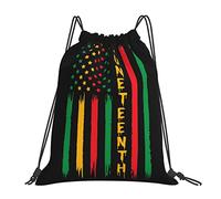 Pride African American Juneteenth Independence Day Freedom Donna Uomo Zaino Con Coulisse Resistente Sacca Sportiva Casual Gym Sack Per Ginnastica Spiaggia Tempo Libero