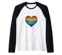 Pride - Cuore in vetro colorato arcobaleno a mosaico Maglia con Maniche Raglan