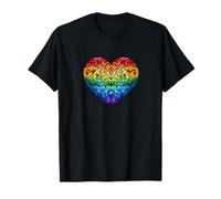 Pride - Cuore in vetro colorato arcobaleno a mosaico Maglietta