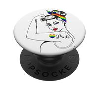 Pride Girl Power Proud Gay Rainbow Lesbian Equality LOVE PopSockets PopGrip Adesivo