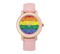 Pride LGBT - Orologio da polso da donna, elegante, analogico, al quarzo, con cinturino in pelle, Stile:, regular, Cinturino