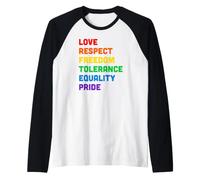 Pride Love Equality Rainbow LGBTQ Parole Colorate Maglia con Maniche Raglan