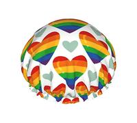 Pride Month LGBTQ Gay Pride Ally Cuffie da doccia Cuffia da bagno riutilizzabile Cappello da doccia elastico da bagno Morbido impermeabile per cappucci per capelli di tutte le lunghezze