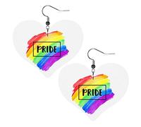 Pride Month Lgbtq Gay Pride Ally Orecchini in pelle per le donne Ciondola l'orecchino a goccia Ciondolo a cuore con gancio Regali per ragazza adulta