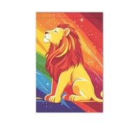 Pride Month un leone colorato bandiere di preghiera all'aperto pasqua porta banner per la decorazione del cortile 12x18 doppia faccia