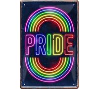 Pride Neon Rainbow 20 x 30 cm scritta decorativa in metallo 1096