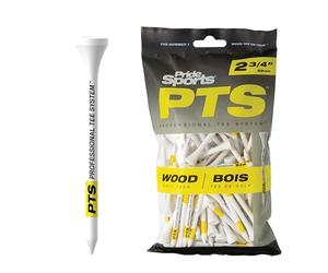 Pride Professional Tee System - Golf PRO Length 2 3/4" - 100 Count, White/Yellow