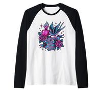 Pride Pronoun Attitude - Tatuaggio retrò con Cuore e Rondine Maglia con Maniche Raglan