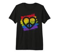 Pride Rainbow Heart Peace Women Men LGBT Love Gift Maglietta Premium