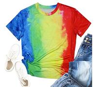 Pride Shirts - Maglietta da donna con bandiera arcobaleno gay tie dye, girocollo casual, Multicolore 2, S