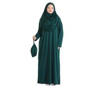 Prien Abito Musulmano da Donna con Hijab, Abaya, Set di Vestito per Preghiera Istantanea, Abbigliamento Islamico, Caftano Dubai Jilbab Burqa (IT, Testo, XS, XXL, Regular, Regular, Smeraldo)