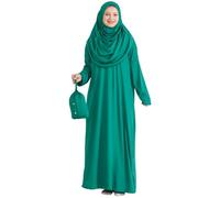 Prien Abito Musulmano da Donna con Hijab, Abaya, Set di Vestito per Preghiera Istantanea, Abbigliamento Islamico, Caftano Dubai Jilbab Burqa (IT, Testo, XS, XXL, Regular, Regular, Verde)