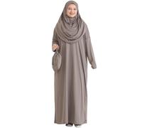 Prien Abito Musulmano da Donna con Hijab, Abaya, Set di Vestito per Preghiera Istantanea, Abbigliamento Islamico, Caftano Dubai Jilbab Burqa (IT, Testo, XS, XXL, Regular, Regular, Visone Chiaro)