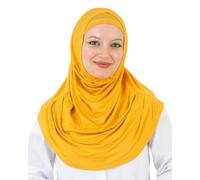 Prien Chic Hijab Per Donna, Set Con Turbante Musulmano, Sciarpa Istante, Pronto da Indossare Abiti Da Preghiera Per Ragazze, Foulard Abaya (Giallo Scuro)