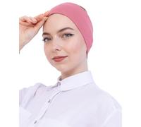 Prien Cuffia hijab da donna in cotone, copertura elastica per la testa, sottocuffia interna musulmana pre-cucita, fascia antiscivolo per l'uso quotidiano, Rosa polvere, Standard