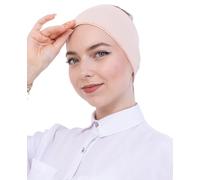 Prien Cuffia hijab da donna in cotone, copertura elastica per la testa, sottocuffia interna musulmana pre-cucita, fascia antiscivolo per l'uso quotidiano, Beige, Standard