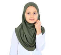 Prien Hijab pronto da indossare per ragazze, sciarpa musulmana in morbida viscosa per bambini, abbigliamento islamico istantaneo per donne, copertura per la testa per Ramadan, Eid, preghiera, cachi