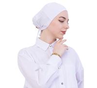 Prien Morbido Hijab sotto cappuccio per le donne, cofano islamico in cotone, sciarpa musulmana cappello interno per la preghiera, cappello turbante Ramadan, bianco, taglia unica