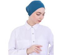 Prien Morbido Hijab sotto cappuccio per le donne, cofano islamico in cotone, sciarpa musulmana cappello interno per la preghiera, cappello turbante Ramadan, Turchese, taglia unica