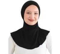 Prien Sport Hijab Per Le Donna, Sciarpa Musulmana, Turbante Foulard Per Ragazze, Abbigliamento Islamico Elegante Per La Palestra, Collo Colletto Bonnet Viscosa (Nero)