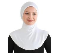 Prien Sport Hijab Per Le Donna, Sciarpa Musulmana, Turbante Foulard Per Ragazze, Abbigliamento Islamico Elegante Per La Palestra, Collo Colletto Bonnet Viscosa (Bianco)