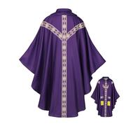 Priest Costume - Catholic Chasuble With Ribbon | Father Mass Cloak Cosplay Costume For Men, Masquerade, Carnivals, Stage, Photoshoot, Wedding, Holiday, Party, Religious and Cosplay Events