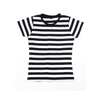 Prigioniero Carcere Stile a Strisce T-Shirt Donne Nero & Bianco Biker Prison