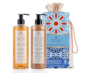 Prija Kit Duo Corpo e Capelli (Include Bagnoschiuma Vitalizzante al Ginseng e Shampoo Rinforzante all’Eruca Sativa) - 100% VEGAN - Idea Regalo