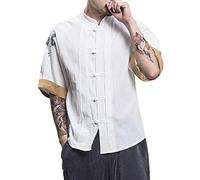 Prijouhe - Cardigan kimono da uomo, stile giapponese, in cotone e lino, a sette maniche, leggero - - L