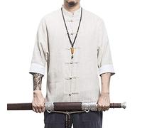 Prijouhe - Cardigan kimono da uomo, stile giapponese, in cotone e lino, a sette maniche, leggero - - M