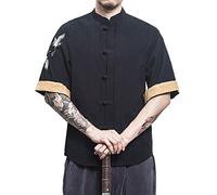 Prijouhe - Cardigan kimono da uomo, stile giapponese, in cotone e lino, a sette maniche, leggero - - M