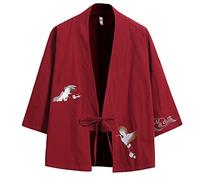 Prijouhe - Cardigan kimono da uomo, stile giapponese, in cotone e lino, a sette maniche, leggero - - S