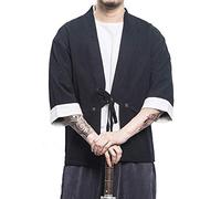 Prijouhe - Cardigan kimono da uomo, stile giapponese, in cotone e lino, a sette maniche, leggero - - XX-Large