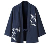 Prijouhe - Cardigan kimono da uomo, stile giapponese, in cotone e lino, a sette maniche, leggero - - XX-Large