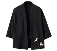 Prijouhe - Cardigan kimono da uomo, stile giapponese, in cotone e lino, a sette maniche, leggero - - XX-Large