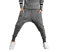 PRIJOUHE Pantaloni da jogging da uomo, con cavallo basso, pantaloni slim fit, pantaloni Harem Hip Hop - - M