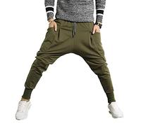 PRIJOUHE Pantaloni da jogging da uomo, pantaloni della tuta, a cavallo basso, pantaloni slim fit, pantaloni harem hip hop, 02-verde, S