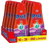 Pril Gel All in One Igiene, Detersivo Lavastoviglie Liquido con Bicarbonato, Multi-Azione Sporco Difficile, confezione risparmio 10 flaconi da 35 Lavaggi (350 lavaggi)
