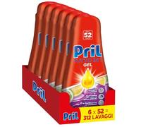 Pril Gel All In One Sciogli Grasso, Detersivo Lavastoviglie Liquido Multi-Azione Sporco Difficile, 6 Confezioni da 52 Lavaggi, 312 Lavaggi