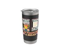 Prima caffè poi Data Funny Work Design Bicchiere termico in acciaio inox doppia parete