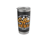 Prima che bevo il caffè ama un buon ufficiale degli animali Bicchiere termico in acciaio inox doppia parete