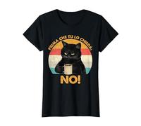 Prima Che Tu Lo Chieda No Frasi Divertenti Gatto Maglietta, Donna, Nero, 3XL