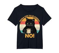 Prima Che Tu Lo Chieda No Frasi Divertenti Gatto Maglietta, Donna Plus-Size, Nero, 5X