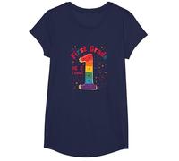 Prima Classe Here I Come Rainbow Celebration per Gli Studenti Maglietta, Ragazze, Navy, M