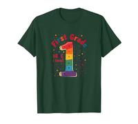 Prima Classe Here I Come Rainbow Celebration per Gli Studenti Maglietta, Uomo, Verde Foresta, XL