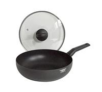 Prima Collection Black Wok Saltapasta Antiaderente Coperchio Vetro Temprato Anti-Shock Induzione Diametro 28 cm