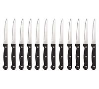 Prima Collection Set 12 pz Coltelli Bistecca Punta Tonda Acciaio Inox Manico Nero con Rivetti