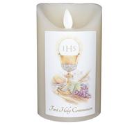 Prima Comunione LED Cera Candela Intermittente Fiamma Vanilla Profumata