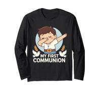 Prima Comunione Ragazzo Cattolico Cristiano Eucaristia Dabbing Kid Maglia a Manica