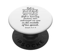 Prima di indagare sulla Scrittura Siracide 11 7 9 Versetto della Bibbia Dio PopSockets PopGrip Adesivo